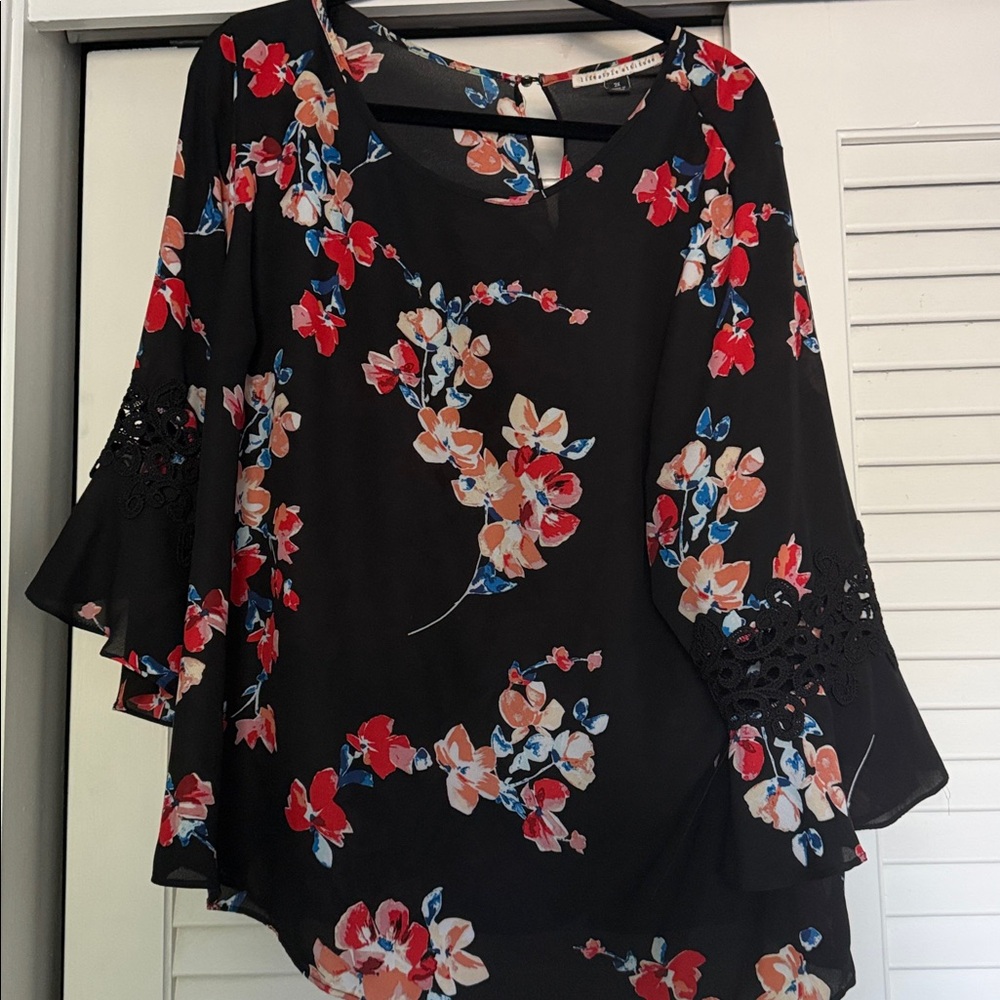 Floral Black Blouse